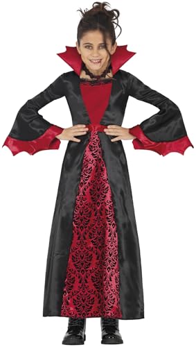 FIESTAS GUIRCA | Schicke Vampirin Halloween Kostüm Kinder (7-9 Jahre) - Vampir Kostüm für Karneval Fasching inkl. Bordeaux Kleid - Vampirin Kostüm Kinder Halloween Mädchen Schwarz und Weinrot von FIESTAS GUIRCA