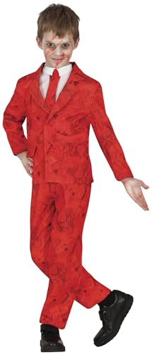 FIESTAS GUIRCA | Schicker Killer Narr Halloween Kostüm Kinder (10-12 Jahre) - Comic Bösewicht im Roten Anzug inkl. Jacke, Krawatte Hose für Karneval Fasching - Verrückter Clown Halloween Kostüm Junge von FIESTAS GUIRCA