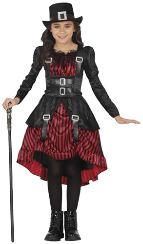 FIESTAS GUIRCA | Schickes Gothic Mädchen Halloween Kostüm Kinder (7-9 Jahre) - Steampunk Kostüm Karneval Fasching inkl. Kleid - Vintage Kostüm Kinder Halloween Mädchen Schwarz und Rot von FIESTAS GUIRCA
