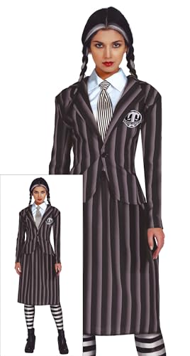 FIESTAS GUIRCA Schuluniform Gothic Familien Mädchen Kostüm – Halloween Kostüm Erwachsene Damen Größe 34-36 S von FIESTAS GUIRCA