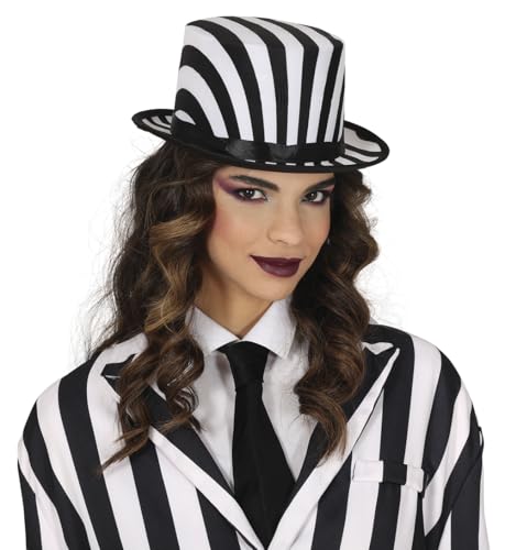 FIESTAS GUIRCA | Schwarz-weiß gestreifter Hut (Einheitsgröße) - Kostümhut für Halloween und 19. Jahrhundert Partys - Unisex Zubehör für Erwachsene - Weiß und Schwarz von FIESTAS GUIRCA