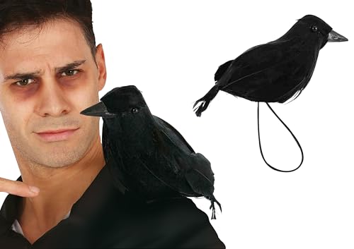 FIESTAS GUIRCA | Schwarze Krähe mit Schultergummi (15 cm) - Kreatives Kostüm Zubehör für Halloween, Cosplay und Horrorfilm Partys - Gruseliges Accessoire ideal für Horrorfilm-Charaktere von FIESTAS GUIRCA