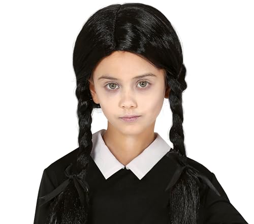 FIESTAS GUIRCA | Schwarze Perücke mit Zöpfen (Einheitsgröße) - Kostümzubehör für Halloween und Themenpartys - Ideal für Hexen-, Vampir- und dunkle Charakterkostüme - Schwarz von FIESTAS GUIRCA