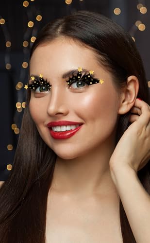 FIESTAS GUIRCA | Schwarze Wimpern mit goldenen Sternen - Make-up Zubehör für Weihnachten und Neujahr - Ideal für Silvesterpartys und Feiern - Für Erwachsene Frauen - Schwarz Gold FIESTAS GUIRCA | Schwarze Wimpern mit goldenen Sternen - Make-up Zubehör für Weihnachten und Neujahr - Ideal für Silvesterpartys und Feiern - Für Erwachsene Frauen - Schwarz Gold von FIESTAS GUIRCA