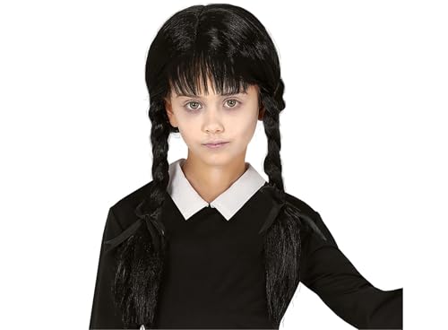 FIESTAS GUIRCA | Schwarze Zopfperücke mit Pony für Kinder - Ideal für Halloween, Karneval und Themenpartys - Kostümzubehör - Perücken und Haar für Mädchen - Schwarz von FIESTAS GUIRCA
