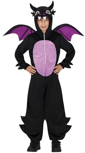 FIESTAS GUIRCA | Schwarzer Drache Halloween Kostüm Kinder (5-6 Jahre) - Drachen Overall, Kapuze & Flügel für Karneval Fasching - Manga Anime Kostüm Kinder Halloween Jungen - Kostüm Schwarz Lila von FIESTAS GUIRCA