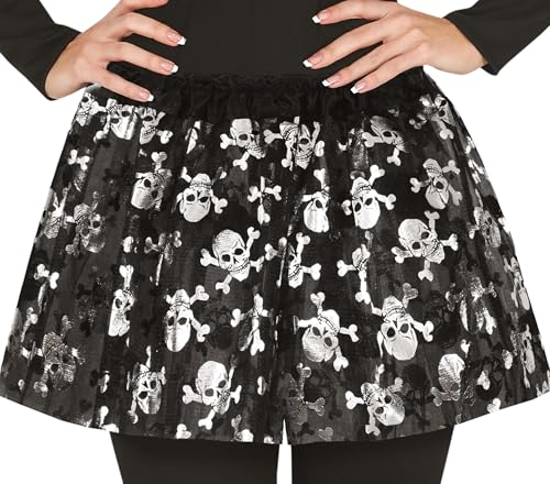 FIESTAS GUIRCA | Schwarzes Piraten Tutu (40 cm) - Kostümzubehör für Frauen - Ideal für Halloween, Piraten Kostümpartys und Feiern - Schwarz und Silber von FIESTAS GUIRCA