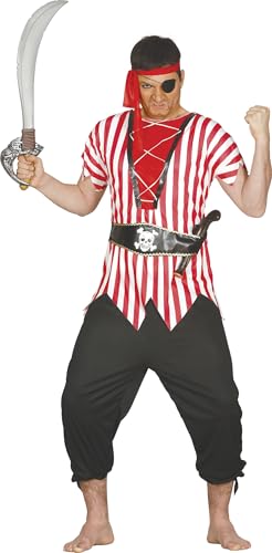 FIESTAS GUIRCA Seeräuber Piratenkostüm Herren – Rotes Piratenkostümherren – Herren Piraten Kostüm Karneval Fasching Größe M 48-50 von FIESTAS GUIRCA