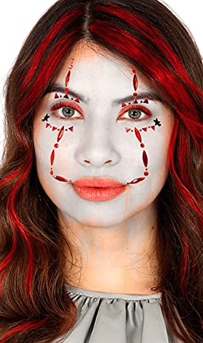 FIESTAS GUIRCA | Selbstklebender Clown-Gesichtsschmuck - Fantasy-Make-up für Partys und Feiern - ideales Accessoire für Erwachsenenkostüm - Rot von FIESTAS GUIRCA