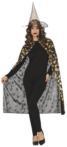 FIESTAS GUIRCA | Set Hexenhut und Umhang (110 cm) - Zubehör für Halloween Kostüme und Verkleidungen - Ideal für Damen - Schwarz von FIESTAS GUIRCA