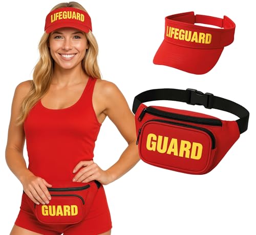 FIESTAS GUIRCA | Set Mütze und Schirm Rettungsschwimmer (Einheitsgröße) - Zubehör für Rettungsschwimmer-Kostüm für Sommerpartys, Karneval und Halloween - Ideal für alle Nutzer - Rot von FIESTAS GUIRCA