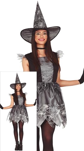 FIESTAS GUIRCA Silberne Spinnen Hexe Kostüm – Hexenkostüm mit Hexenhut Halloween Kostüm Erwachsene Damen Größe 34-36 S FIESTAS GUIRCA Silberne Spinnen Hexe Kostüm – Hexenkostüm mit Hexenhut Halloween Kostüm Erwachsene Damen Größe 34-36 S von FIESTAS GUIRCA