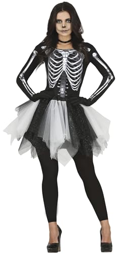FIESTAS GUIRCA Skelett Lady Halloween Kostüm Teenager Mädchen – Kleid mit 3D Skelett Aufrdruck und Schwarz Weißem Petticoat – Mädchen Halloween Kostüm Teens 14-16 Jahre von FIESTAS GUIRCA