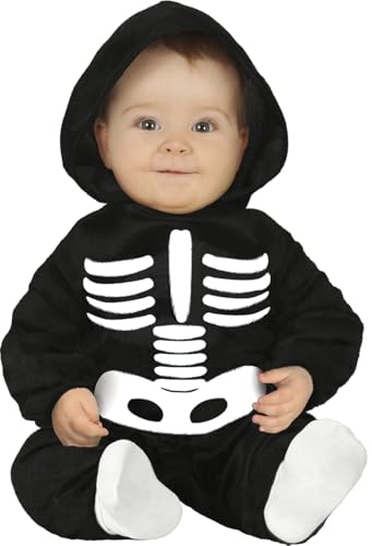 FIESTAS GUIRCA | Skelett Onesie Kostüm für Babys (12-18 Monate) - Kapuze und Overall - Halloween und Skelett Kostüme für Partys - Ideal für Unisex Babys - Schwarz und Weiß von FIESTAS GUIRCA