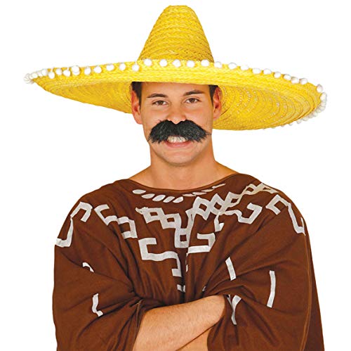 FIESTAS GUIRCA | Gelber XXL Sombrero mit Bommeln (60 cm) für Fiesta, Sonne & gute Laune - Riesen Mexikanischer Strohhut in Gelb – Partyzubehör für Sommerpartys, Fasching, Karneval – Erwachsene Unisex von FIESTAS GUIRCA
