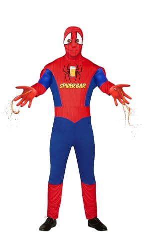 FIESTAS GUIRCA Spider Bar Kostüm – Lustiges Rot blaues Superhelden Kostüm mit Getränkewerfern in Handschuhen für Junggesellenabschied für Karneval Fasching Herren Größe L 52-54 FIESTAS GUIRCA Spider Bar Kostüm – Lustiges Rot blaues Superhelden Kostüm mit Getränkewerfern in Handschuhen für Junggesellenabschied für Karneval Fasching Herren Größe L 52-54 von FIESTAS GUIRCA