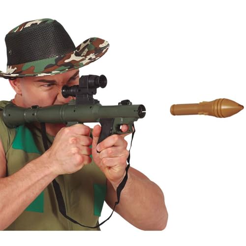 FIESTAS GUIRCA | Spielzeug Bazooka Grün (50 cm) - Inklusive 2 Projektilen und Schrotflinte - Zubehör für Militär Kostüm - Ideal für Halloween und Karneval - Für Kinder und Erwachsene - Grün von FIESTAS GUIRCA