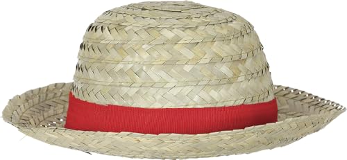 FIESTAS GUIRCA | Strohhut mit rotem Band (Einheitsgröße) - Zubehör für Sommerpartys und Graduierungen - Ideal für Erwachsene Unisex im Karneval - Natur von FIESTAS GUIRCA