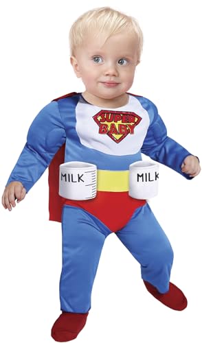 FIESTAS GUIRCA | Super Baby Kostüm (12-18 Monate) - Umhang, Overall und Dosenhalter - Superhelden- und Bösewicht Kostüme für Halloween, Karneval und Kostümpartys - Ideal für Babys - Blau Multicolor von FIESTAS GUIRCA