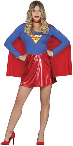 FIESTAS GUIRCA Superheldin Kostüm Damen - Fliegende Superheldin Kostüm in Rot Blau inkl. rotem Umhang - Größe M 38 – 40 - Superhelden Kostüm Karneval Fasching Fastnacht Halloween Film Party FIESTAS GUIRCA Superheldin Kostüm Damen - Fliegende Superheldin Kostüm in Rot Blau inkl. rotem Umhang - Größe M 38 – 40 - Superhelden Kostüm Karneval Fasching Fastnacht Halloween Film Party von FIESTAS GUIRCA
