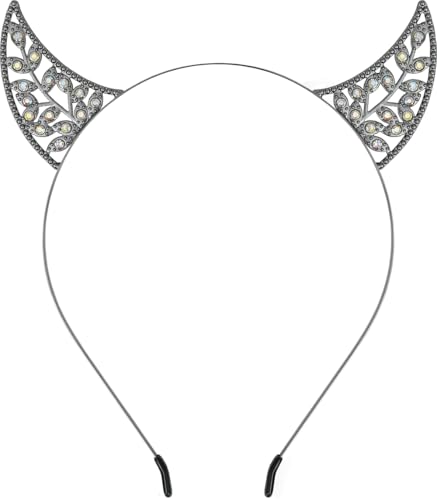 FIESTAS GUIRCA | Teufelshörner Haarreif mit Glitzersteinen (Einheitsgröße) - Partyzubehör für Halloween-Feiern - Ideal für Gruselmottos - Unisex für Erwachsene - Schwarz von FIESTAS GUIRCA