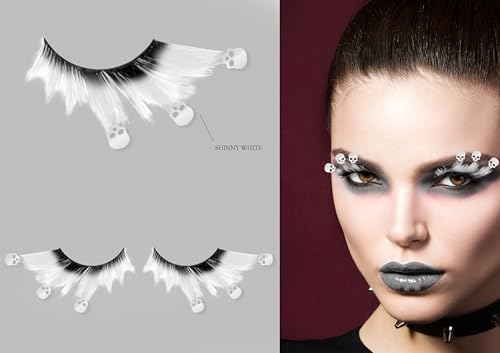 FIESTAS GUIRCA | Totenkopf Wimpern Accessoire für Kostüme - Halloween Make-up - Zubehör für Skelett Mottopartys - Ideal für Karneval und Maskenbälle - Weiß von FIESTAS GUIRCA