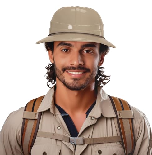 FIESTAS GUIRCA | Tropenhelm aus PVC (Einheitsgröße) - Kostümzubehör für Militär- und Safari-Themenpartys - Ideal für Karneval und Halloween - Unisex - Beige von FIESTAS GUIRCA