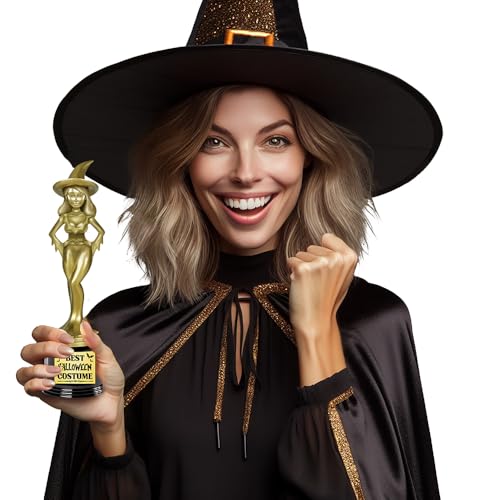 FIESTAS GUIRCA | Trophäe Beste Kostüm Kleine Hexe (22 cm) - Halloween-Dekoration und Kostümparty-Dekoration - Ideal für Hexen-Kostümwettbewerbe und Feiern - Gold und Schwarz von FIESTAS GUIRCA