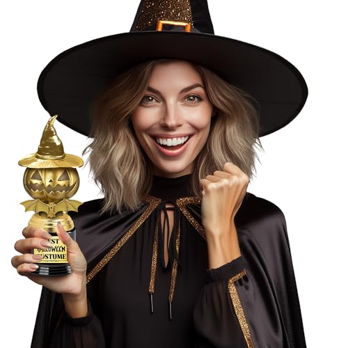 FIESTAS GUIRCA | Trophäe Beste Kostüm Kürbis (22 cm) - Halloween- und Kostümfest-Dekoration - Ideal für Kostümwettbewerbe und Feiern - Gold und Schwarz von FIESTAS GUIRCA