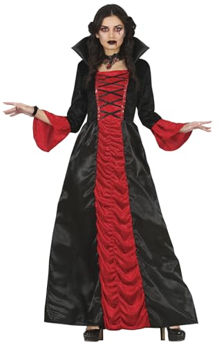 FIESTAS GUIRCA Vampirin Gräfin - Langes elegantes rotes und schwarzes Kleid Kostüm Erwachsene Damen Größe S 34-36 von FIESTAS GUIRCA