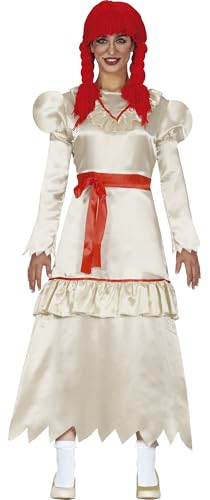 FIESTAS GUIRCA | Verfluchte Puppe Halloween Kostüm Damen (38-40/M) – Horror Film Kostüm Karneval Fasching inkl. Weißes Kleid mit Roten Schleifen – Killer Doll Halloween Kostüm Dame von FIESTAS GUIRCA