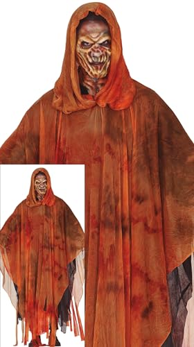 FIESTAS GUIRCA Verteufeltes Gespenst Halloween Kostüm Herren – Sensenmann Geist Tunika mit Kapuze, Orange – Kostüm Herren Halloween L 52-54 von FIESTAS GUIRCA
