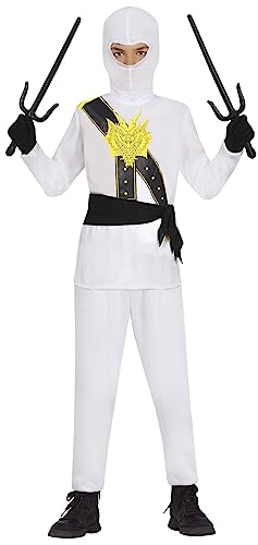 Fiestas GUiRCA Weißer Ninja Kostüm Kinder Jungen – Japanischer Krieger Faschings Kostüm inkl. Ninja Maske Kinder – Ninja Anzug Kinder Karneval 5-6 Jahre von Fiestas GUiRCA