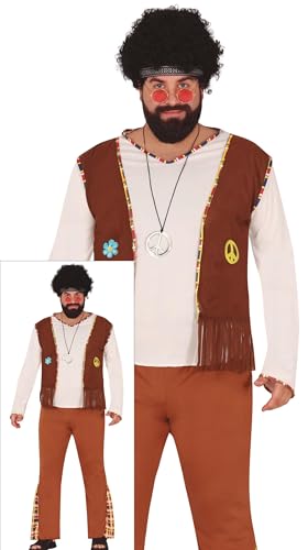 FIESTAS GUIRCA Woodstock Hippie Kostüm Herren – 70er Karneval Kostüm Hippie Herren inkl. Hippie Stirnband, Oberteil mit Fransenweste u. Hose – 60er Kostüm Fasching Hippie Herren Größe XL 54-56 FIESTAS GUIRCA Woodstock Hippie Kostüm Herren – 70er Karneval Kostüm Hippie Herren inkl. Hippie Stirnband, Oberteil mit Fransenweste u. Hose – 60er Kostüm Fasching Hippie Herren Größe XL 54-56 von FIESTAS GUIRCA
