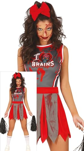 FIESTAS GUIRCA Zombie Cheerleader Halloween Kostüm Damen – Rot Graue Blutige Cheerleader Uniform – Halloween Kostüm Dame S 34-36 FIESTAS GUIRCA Zombie Cheerleader Halloween Kostüm Damen – Rot Graue Blutige Cheerleader Uniform – Halloween Kostüm Dame S 34-36 von FIESTAS GUIRCA