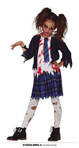 FIESTAS GUIRCA Zombie Schulmädchen Uniform in Blau Weiß für Kinder Alter 10-12 Jahre Für Karneval/Fasching, Halloween, Themen Partys von Fiestas GUiRCA