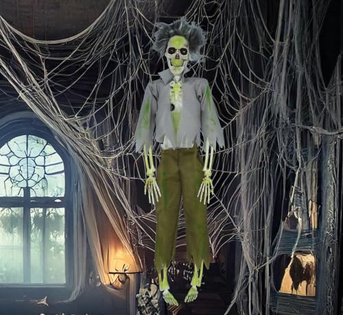 FIESTAS GUIRCA | Zombie Skelett Hängedekoration (45 cm) - Gruselige Halloween Dekoration zum Aufhängen für Partys oder im Spukhaus - Horror Skelett Hängefigur Grau von FIESTAS GUIRCA
