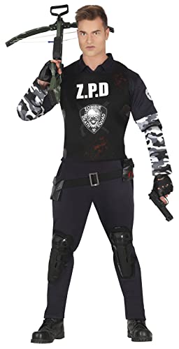 FIESTAS GUIRCA Zombie Spezialeinheit Polizei Uniform Kostüm – Zombie Jäger Polizist Kostüm Halloween Herren Größe 48-50 M von FIESTAS GUIRCA
