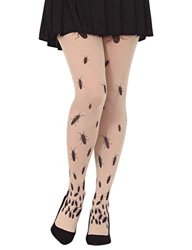 FIESTAS GUIRCA Kakerlaken-Strumpfhose für Damen Accessoire für Halloween beige-schwarz - Weiß von FIESTAS GUIRCA