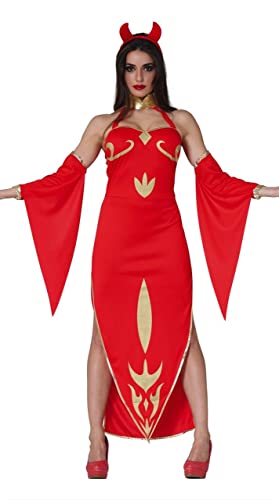 Generique - Edle Teufelin Damenkostüm für Halloween rot-Gold - M (38-40) von FIESTAS GUIRCA