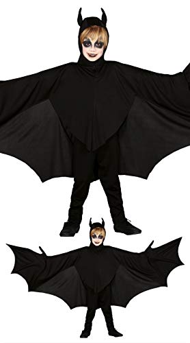 Generique Schauriges Fledermaus-Kostüm für Kinder Halloween-Zubehör schwarz - 123/134 (7-9 Jahre) von FIESTAS GUIRCA