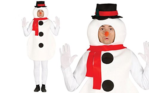 Generique - Winterliches Schneemann-Kostüm für Erwachsene weiss-rot-schwarz - Weiß von FIESTAS GUIRCA
