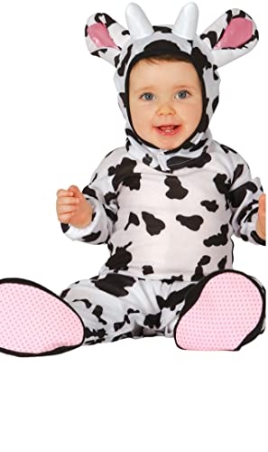 FIESTAS GUIRCA | Baby Vaquita Kostüm (18-24 Monate) - Kapuze, Schwanz, Overall und Füße - Tierkostüme für Babys Unisex - Ideal für Halloween, Karneval und Kostümpartys - Weiß und Schwarz von FIESTAS GUIRCA