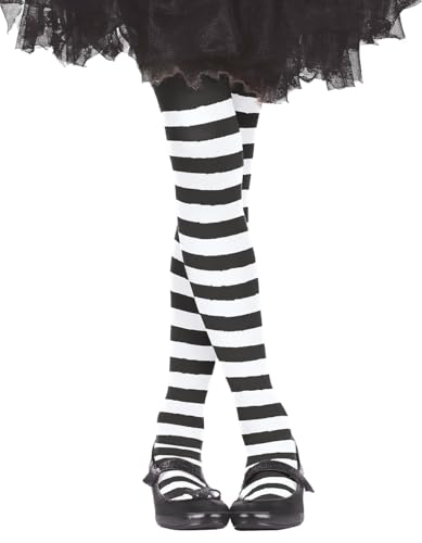 FIESTAS GUIRCA | Schwarz-weiße Ringelstrumpfhose (3-6 Jahre) - Strumpfhosen für Kinderkostüm als Hexe - Halloween- und Karnevalsaccessoire für Mädchen - Ideal für Partys und Feiern - Weiß Schwarz von FIESTAS GUIRCA