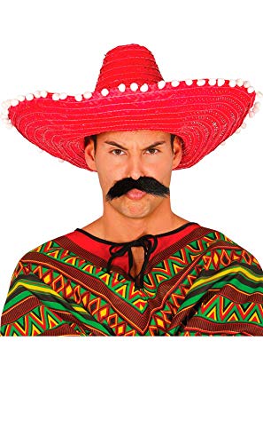 Guirca riesiger Stroh Sombrero für Erwachsene Mexiko Hut Farben groß Rot ca. 51 cm von Fiestas GUiRCA