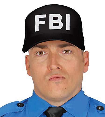 Guirca schwarzes Polizei Cappy FBI für Erwachsene Karneval Fasching Polizist Cop Mütze Hut von Fiestas GUiRCA