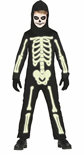 Im Dunkeln leuchtendes Skelett für Kinder Gr. 98-146, GröÃŸe:140/146 von Fiestas GUiRCA