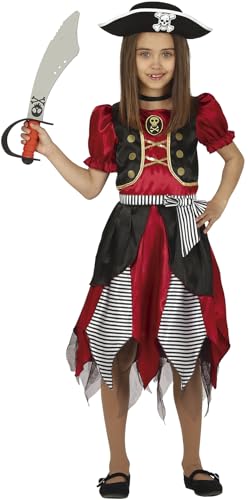 rotes Piraten Kostüm für Mädchen - Größe 110-146 - Kinder Fasching Karneval Halloween, Größe:128/134 von FIESTAS GUIRCA