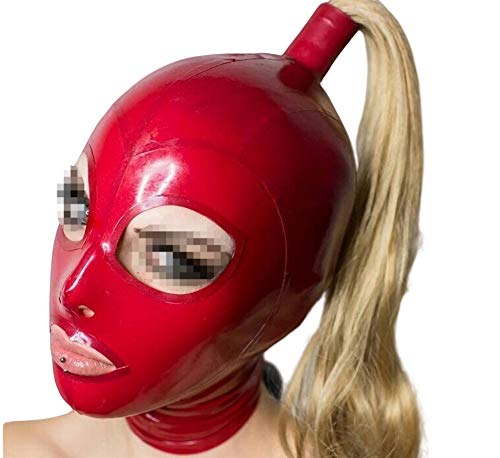 Latex-Gummi-Maske mit großen Augen, ohne Perücken, 0,4 mm, Rot - Rot - Large von FIFADE
