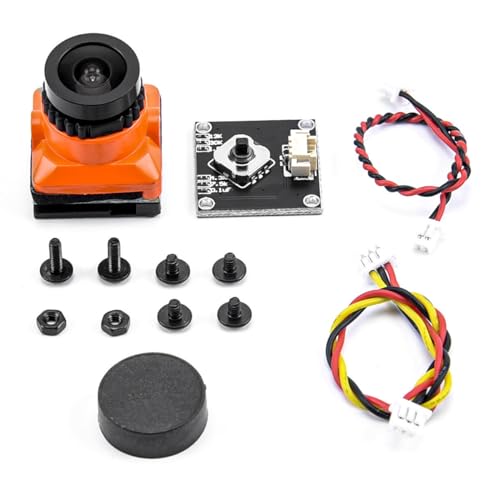 FIGGRITID FPV-Kamera HD 1500TVL 2,1 mm Weitwinkel mit OSD-Anpassungsplatine für FPV RC Racing Drone Zubehör,Orange von FIGGRITID